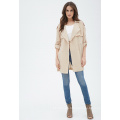 Mujeres de manga larga Drapey Trench Jacket